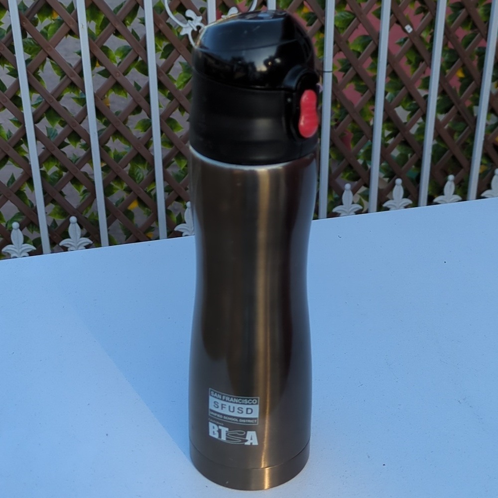 SFUSD BISA Stainless Steel Water Bottle‎ Flip Top Lid San Francisco Schools